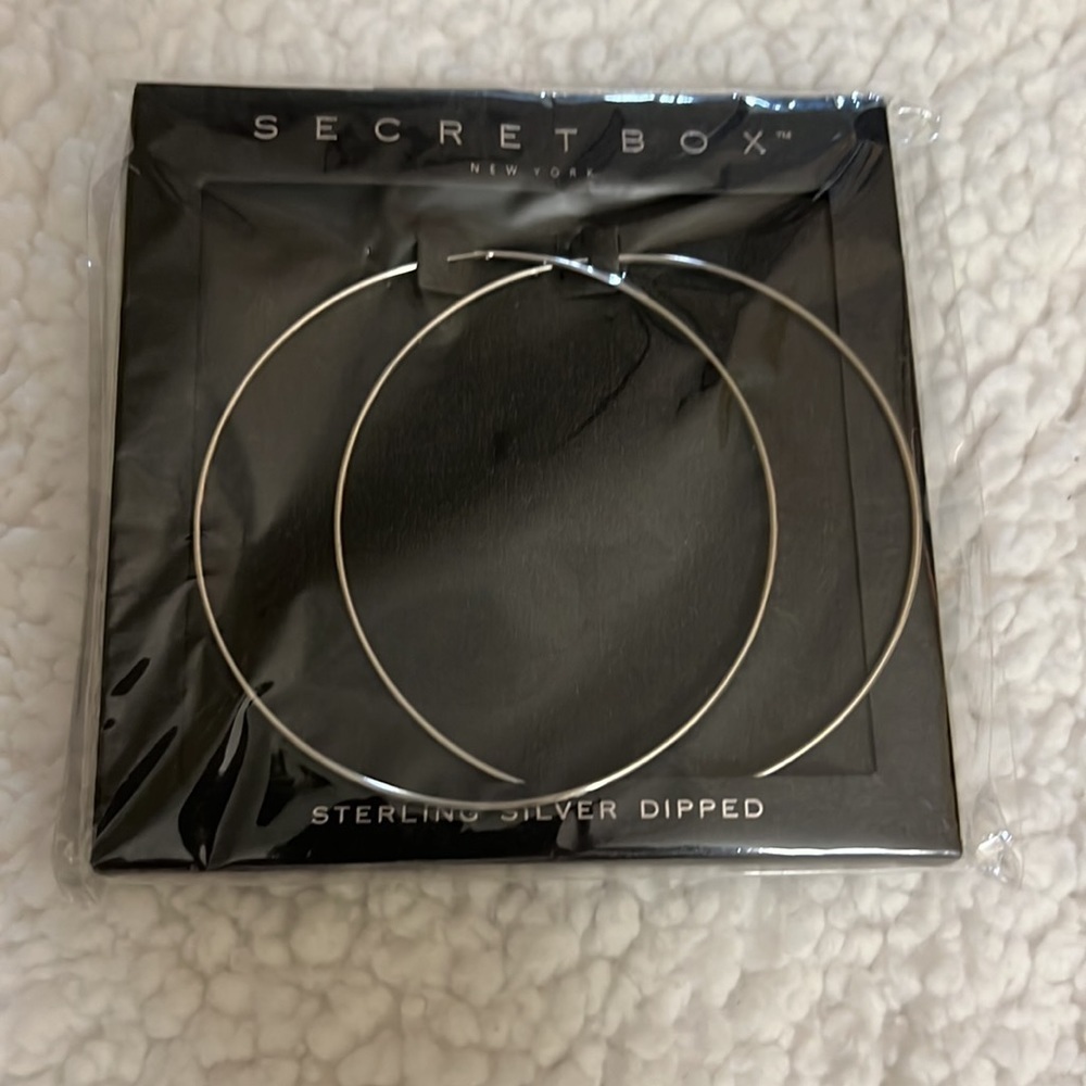 Secret Box Sterling Silver Dipped Large Hoop Earrings for Women